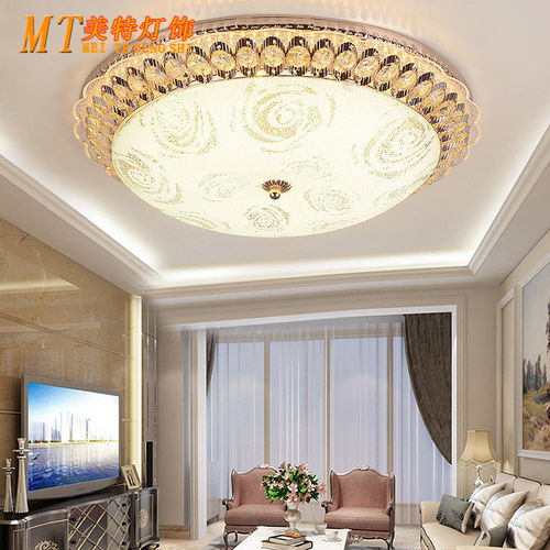 led圓形水晶燈吸頂燈臥室燈歐式客廳燈餐廳燈婚房間燈飾陽臺燈具